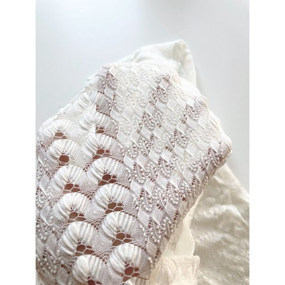 KONA SOL White Crochet V-Neck Belted Mini Dress Cover-Up, Size M - Picture 8 of 11